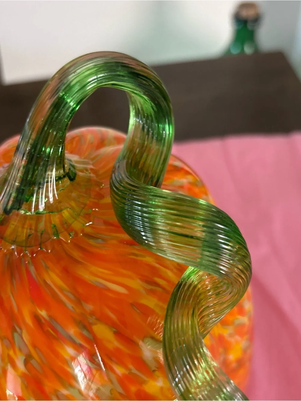 Martha Steward Handblown Glass Pumpkin Orange Yellow white Green